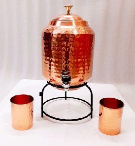 Copper Water Tank with 2 Glasses
