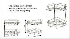 2 Layer Stainless Steel Corner Stand Rack