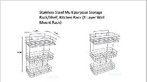 3 Layer Stainless Steel Wall Mounted Rack