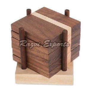 Wooden Coaster Set with Stand