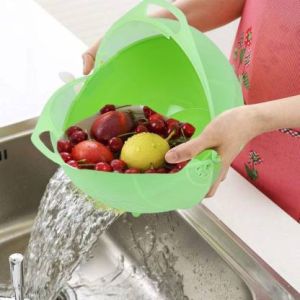 plastic vegetable fruit rinse bowl strainer cum basket