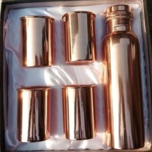 Copper Bottle & Glass Set