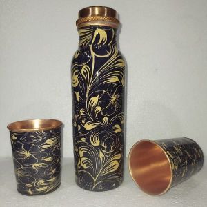 Printed Copper Bottle and Glass Set