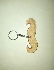 Wooden Mustache Key Ring