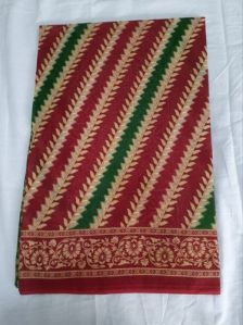 Striped Cotton Printed Saree