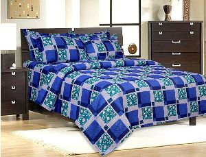 Cotton Blue Double Bedsheet