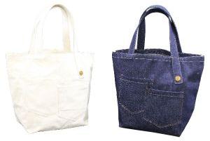 v shape pocket designer handle canvas tote bag