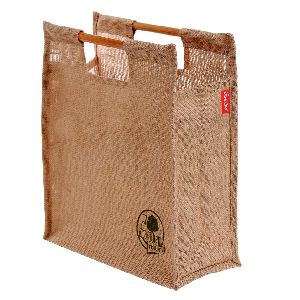 PP Laminated Jute Shopping Bag With Bamboo Handle