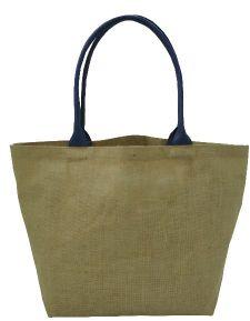 genuine leather rope handle pp laminated jute tote bag