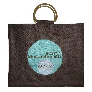 wooden cane handle embroidery jute promotional bag