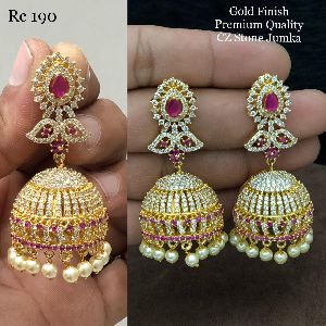 Gold Finish Premium Quality CZ Stone Jhumka