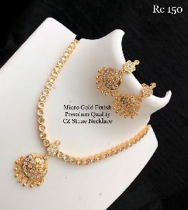 Micro Gold Finish Premium Quality CZ Stone Necklace