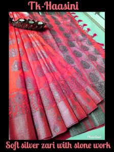 Soft Tussar silver zari saree