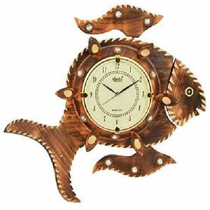 WOODEN FISH WALL CLOCK