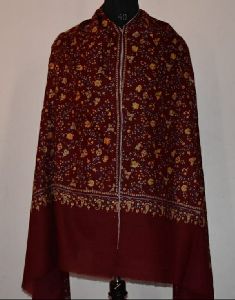 Jaali Embroidered Maroon Pashmina Shawl