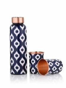 Printed Copper Bottle and Glass Set