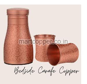 Copper Hammered Bedroom Jar and Glass Set