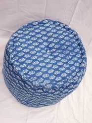 Indigo Blue Hand Block Print Pouf