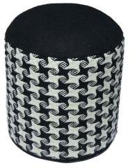 Handwoven Polyester Pouf with Polystyrene Beads Filling