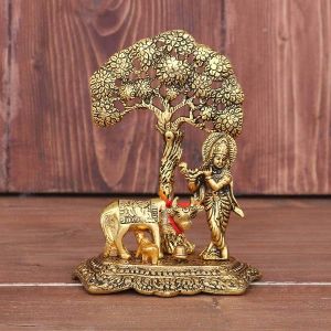 lord krishna cow decorative showpiece