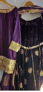 Purple Velvet Hand Embroidered Formal Garara Suit