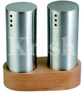 Slim Salt & Pepper With Wooden Stand