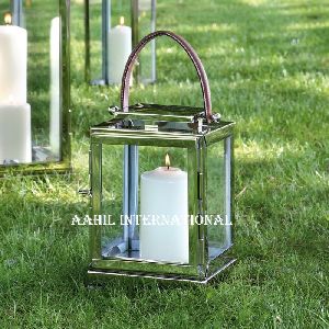 STAINLESS STEEL LANTERN LEATHER HANDLE