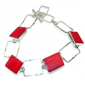 Sterling Silver Coral Bracelet