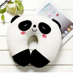 Black Cotton Printed Travel Pillow