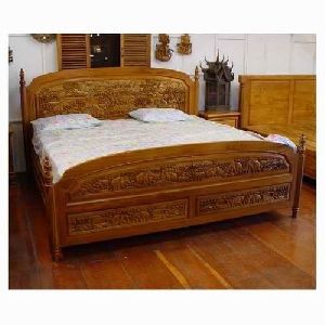 Natural Wood Teak Bed