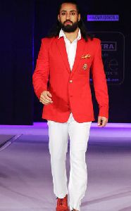 Red Mens Linen Jacket