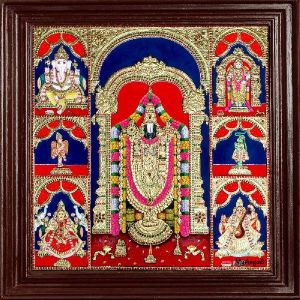 Balaji Lakshmi Ganesha Saraswathi Murugan Hanuman Garudan Panel Tanjore Painting