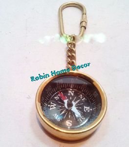Brass Pocket Compass Keychain