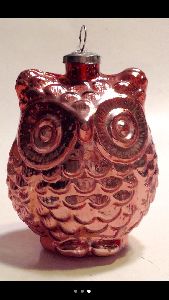 Glass Christmas Ornament Owl