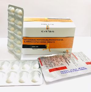 Diclofenac Potassium, Paracetamol & Serratiopeptidase Tablets