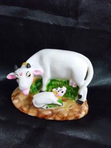 Fiber Cow Calf Statue