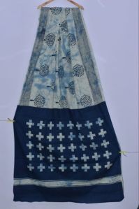 Bagru Printed Indigo Saree