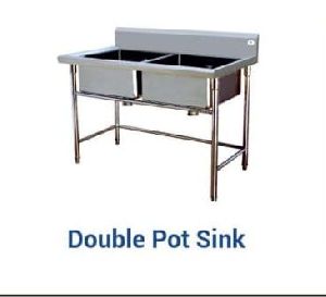 Stainless Steel Double Bowl Sink Table