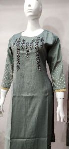 Cross Rayon Metal Shade Work Printed Kurti