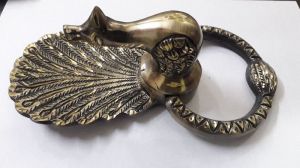 Peacock brass door knocker