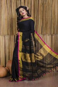 Black Linen Saree