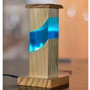 Wooden Resin Lamp Sky Blue