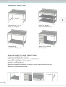 stainless steel working tables