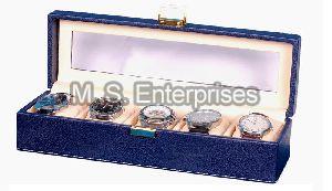 Hard Craft Watch Box Transparent Organizer PU Leather for 5 Watch Slots