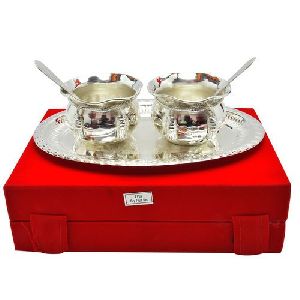 Silver Plated Handi Bowl With TraySet