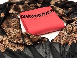 Chanderi silk Santon inner HAND WORK Dress Material