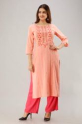 Hand Work Round Neck Kurti