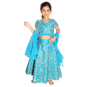 Girls Cotton Dress Blue