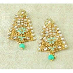 Green Alloy Chandbali Earrings