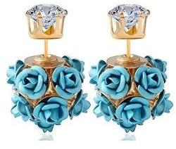 Rose Shape Two Sided Stud Earrings